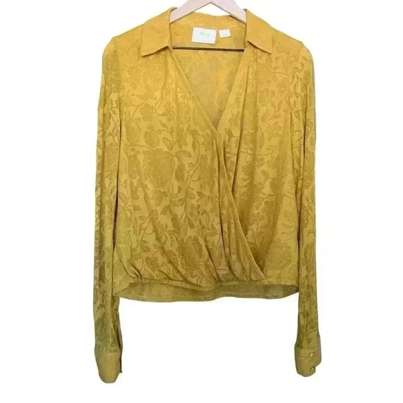Anthropologie Mustard Wrap Top - Picture 9 of 10